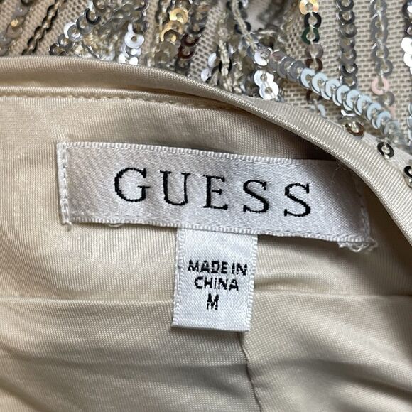 NWT GUESS Heidi Sequin Fringe Wide Leg Pants Womens SIZE MEDIUM Pearl NYE Shiny - Picture 13 of 16